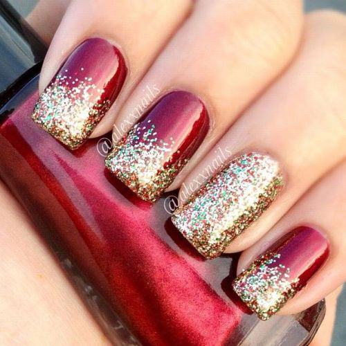 Christmas Glitter Acrylic Nail Art