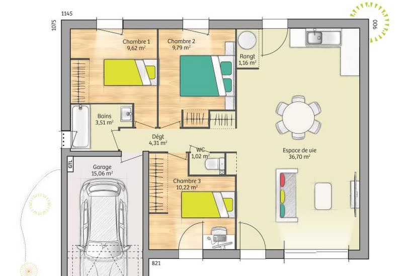  Vente Terrain + Maison - Terrain : 1 200m² - Maison : 76m² à Saint-Georges-sur-Fontaine (76690) 