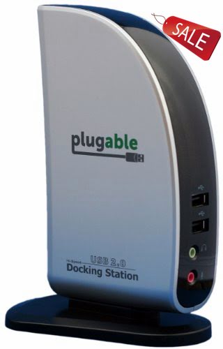 Plugable USB 2.0 Universal Laptop Docking Station with DisplayLink DVI/VGA up to 1920x1080, Audio, Ethernet, and 4 Available High-Speed USB 2.0 Ports for Windows and Macbook Air