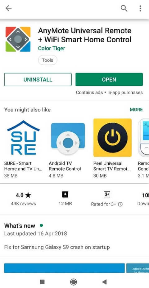 Installeer de AnyMote-app vanuit de Play Store