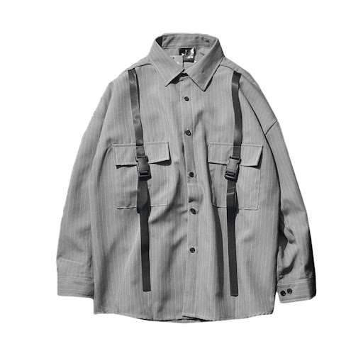 Title 1, Retro Wild Striped Black Long Sleeved Loose Shi...