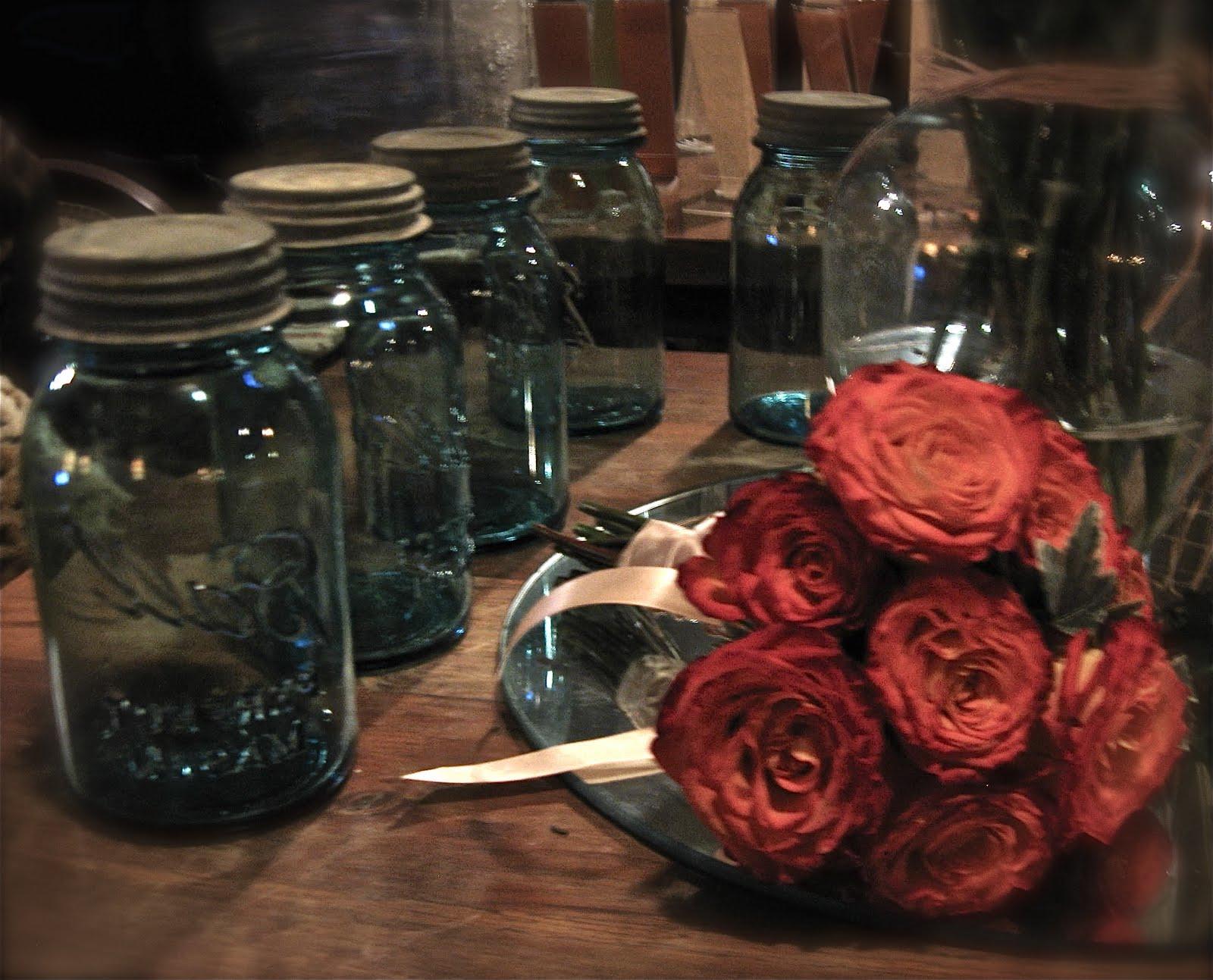 Antique Roses and Mason Jars