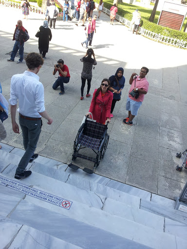 Friends waiting at exit of Blue Mosque