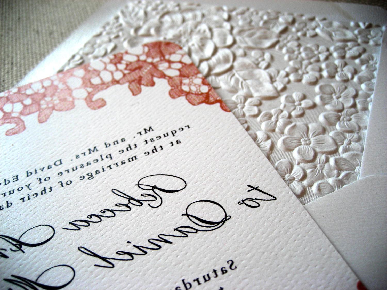 SAMPLE A Red Laced Wedding Invitation Suite. From TheWoolberryPress