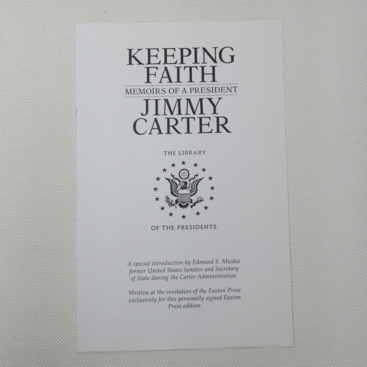 Jimmy Carter Signed 'Keeping Faith' Book