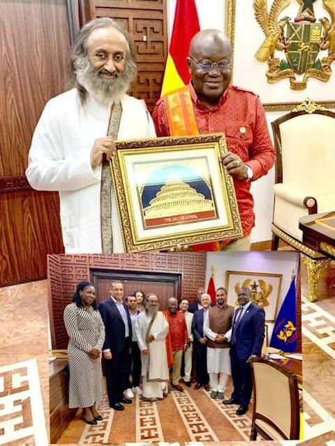 On Gurudev Sri Sri Ravi Shankar  first visit to Ghana in Africa  was received by the President H.E. Nana Addo Dankwa Akufo-Addo.