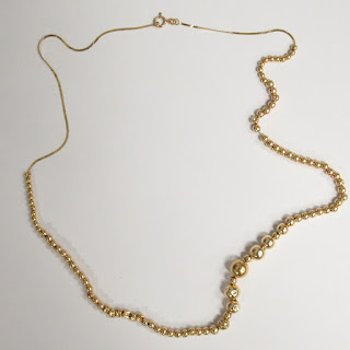 14K Gold Bead and Chain Necklace Pair