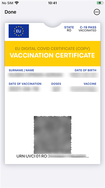 Как выглядит пропуск COVID в кошельке на iPhone