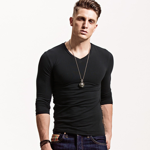 Title 9, Mens Long Sleeve V-Neck Bottoming Shirt – Comf...