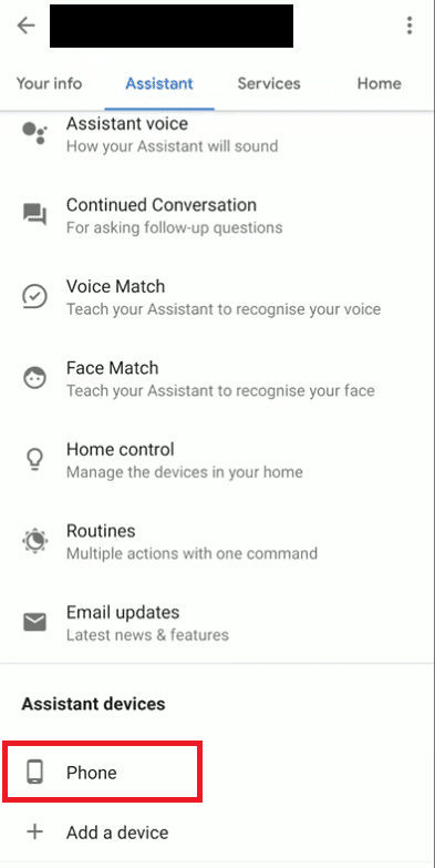 ตัวเลือกโทรศัพท์  ฉันจะเปิดหรือปิด Google Assistant ได้อย่างไร