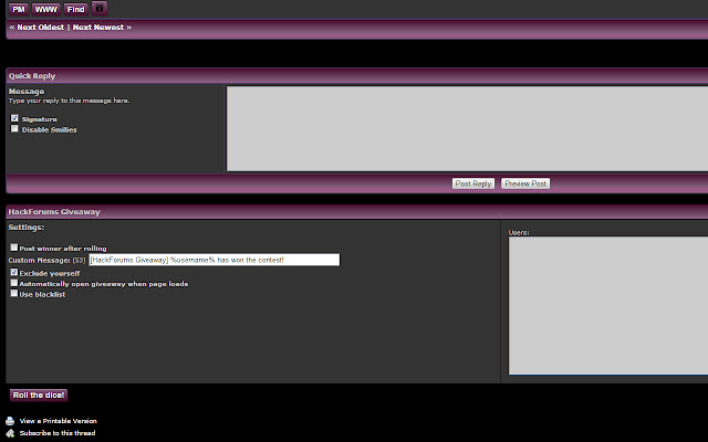 HackForums Giveaway chrome extension