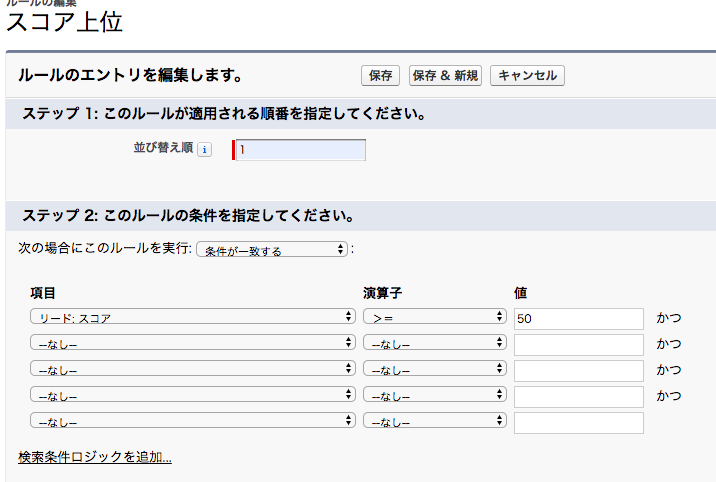 リードのスコアによって自動割り当てなどが可能