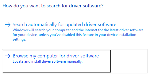 コンピューターを参照してドライバーソフトウェアを探す