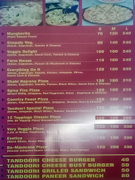 Yum yum pizza King menu 1