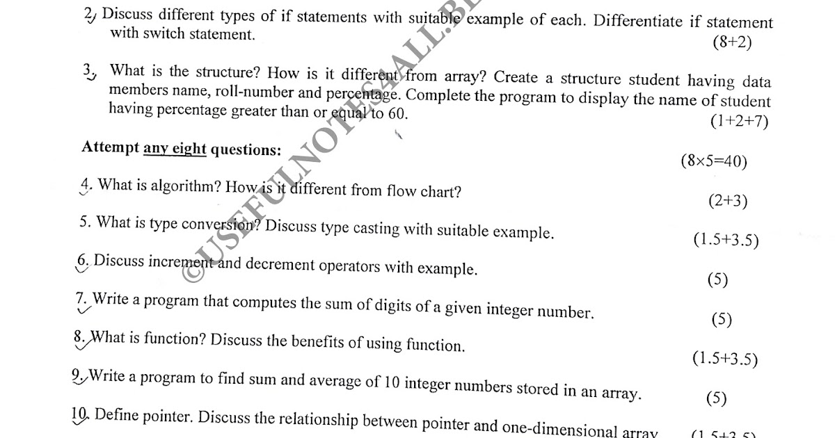 Useful Notes C Programming Question Of Csit First Semester Board Useful Notes C Programming Question Of Csit First Semester Board