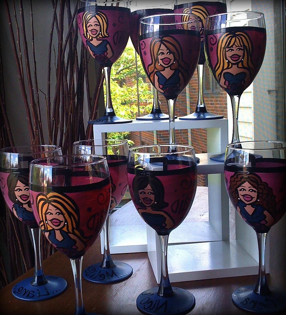 Bridesmaids  13 glasses  Custom Hand Painted Wedding Glassware