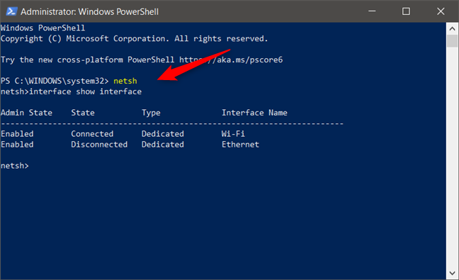 Netsh uitvoeren in PowerShell