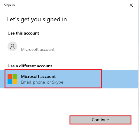 登录下的 Microsoft 帐户选项