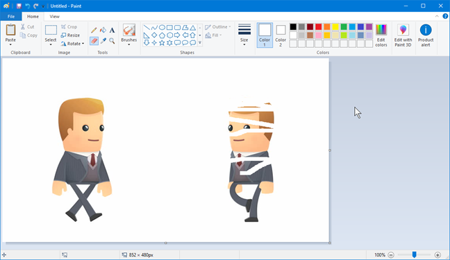 การลบส่วนหนึ่งของรูปภาพใน Paint