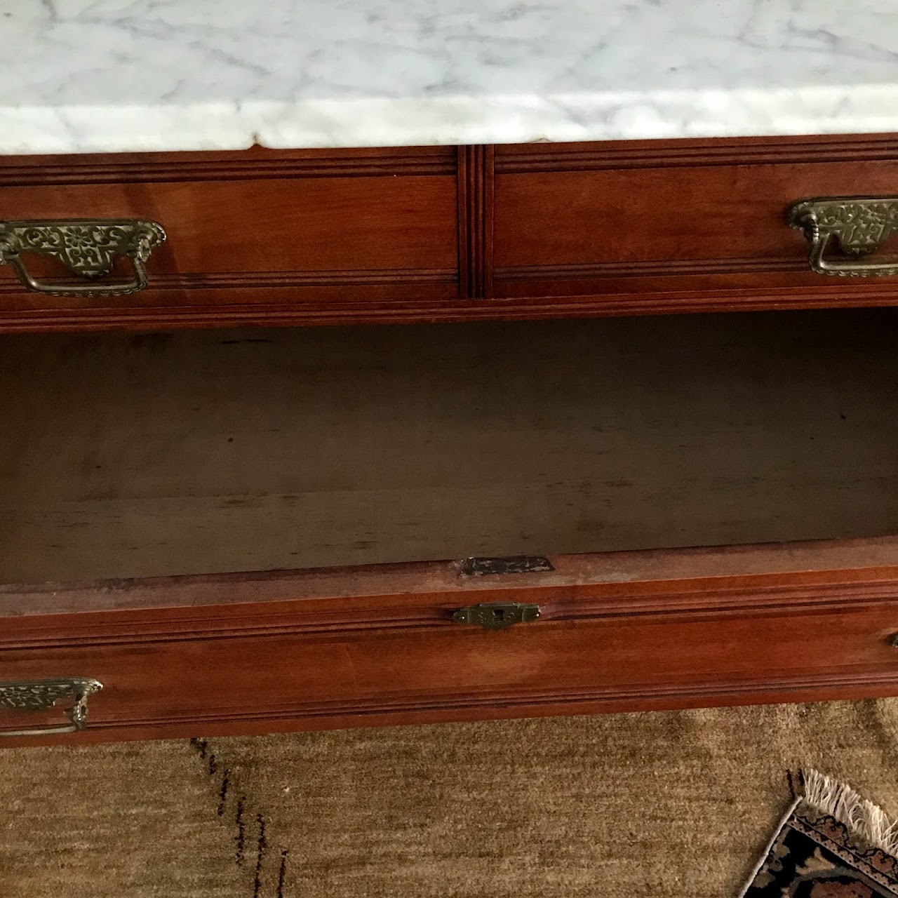 Eastlake Marble-Top Washstand Dresser with Mirror