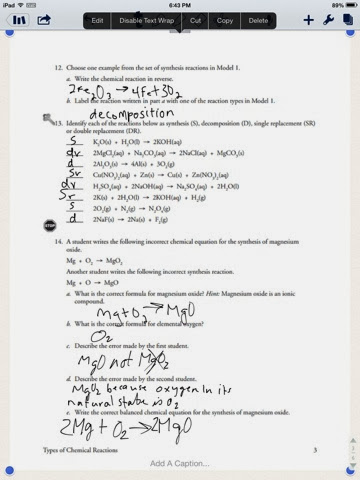 Types Of Chemical Reactions Pogil Worksheet Answer Key + My PDF Collection 2021