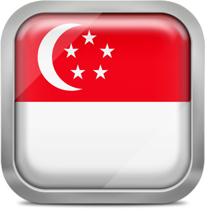 Singapore square flag with metallic frame
