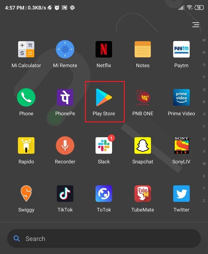 Abra la aplicación Play Store en su teléfono Android haciendo clic en su icono.