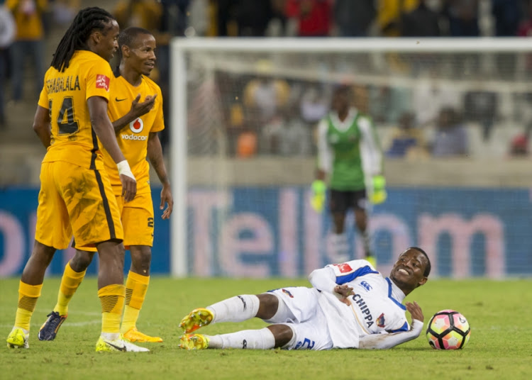 Thamsanqa Sangweni (in white) during the Absa Premiership match between Kaizer Chiefs and Chippa United at Mbombela Stadium on April 15, 2017 in Nelspruit, South Africa.