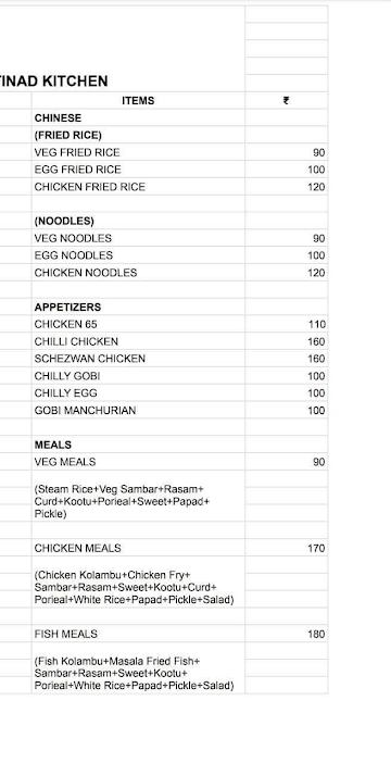 Naren's Karaikudi Chettinad Kitchen menu 