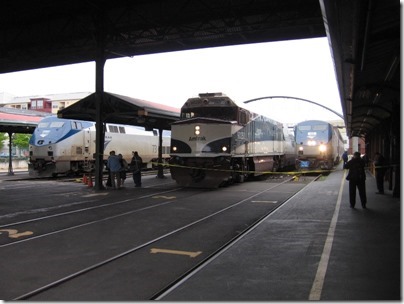 IMG_0736 Amtrak Cascades NPCU #90250 & Amtrak P42DCs #73 & #95 at Union Station in Portland, Oregon on May 10, 2008