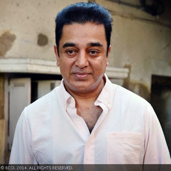 Kamal Haasan clicked during a press meet on being conferred the Padma Bhushan Award, held at his Alwarpet office.