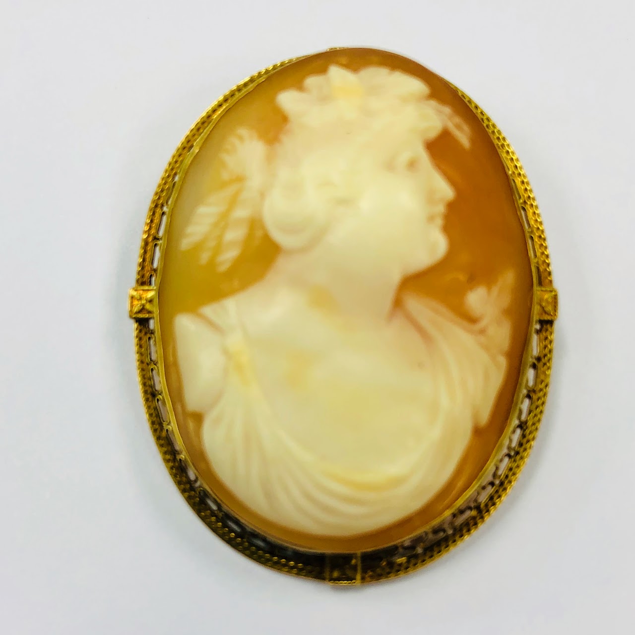 14K Gold Cameo Brooch/Pendant