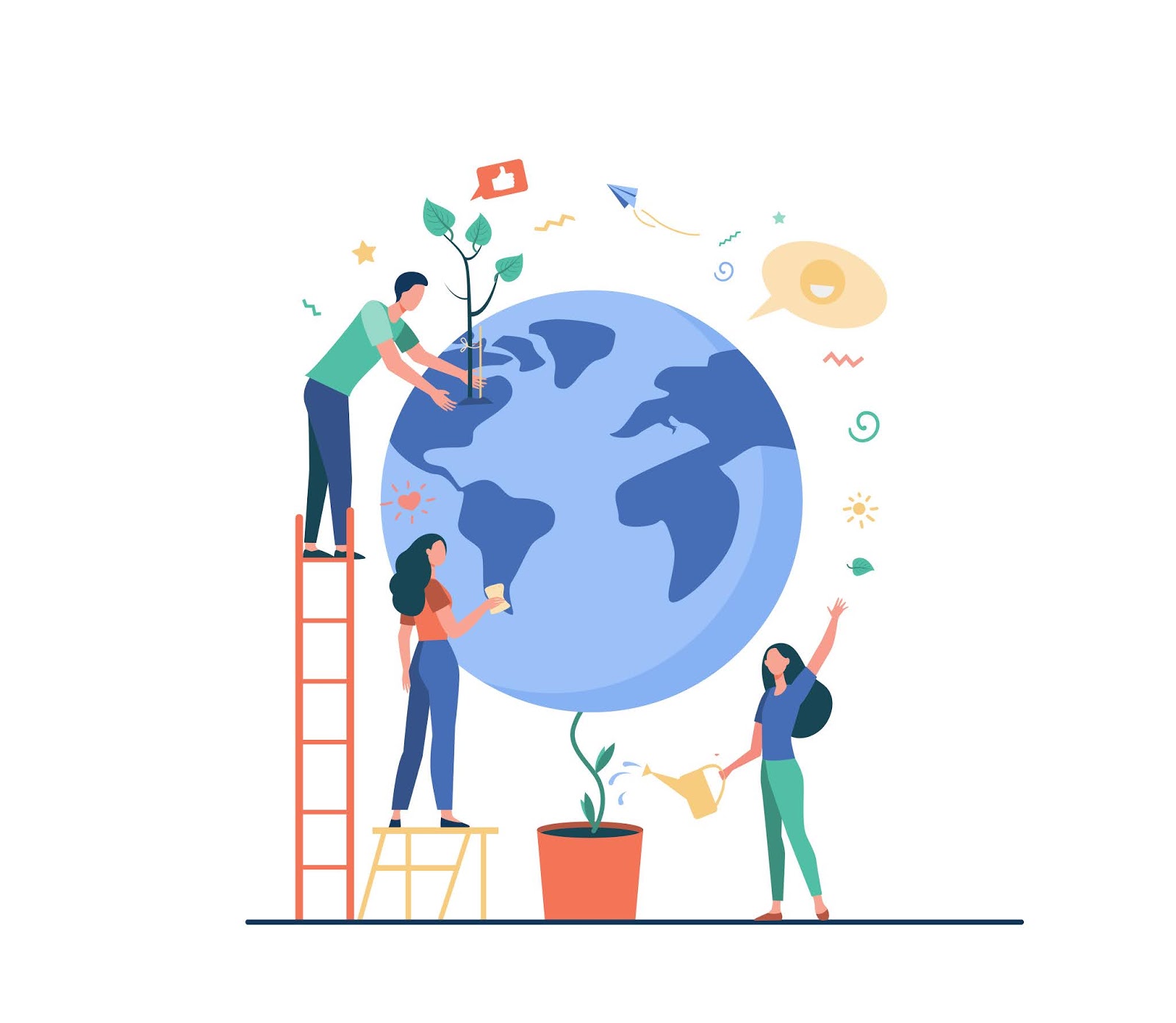 Man Women Protecting Plant Globe Isolated Free Download Vector CDR, AI, EPS and PNG Formats Man Women Protecting Plant Globe Isolated Free Download Vector CDR, AI, EPS and PNG Formats