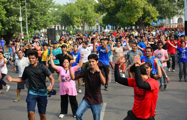 "Raahgiri Day", evento semanal sem carros na Índia. Foto: WRI Cities India.