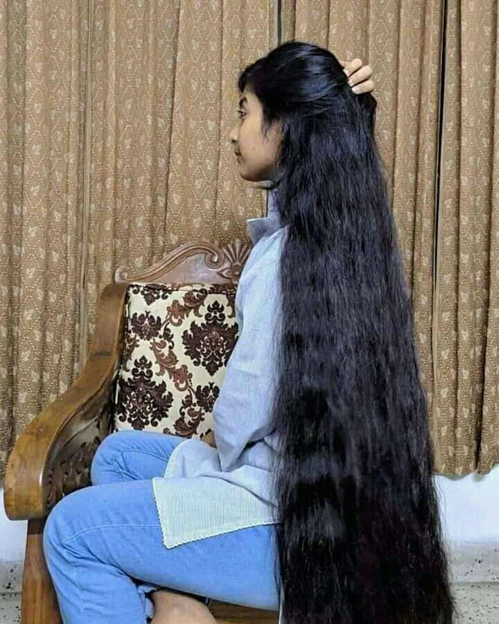 Telugu village girl's silky traditional long hair style - Village ...