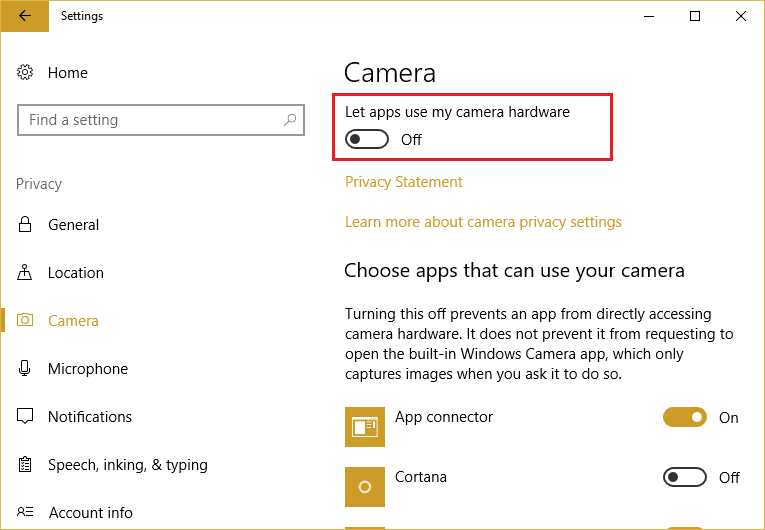 Windows10でアプリによるカメラへのアクセスを許可または拒否する