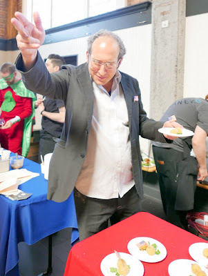 Snackdown 2016 Biwa gave a special nod toward's Buoy's coastal origins by creating Clam Chowder Croquettes while chef Gabe Rosen hilariously posed as Bernie / Buoy Beer poured Rice Rice Baby, a wild rice blond ale using wild rice from Minnesota with rye malt to make a nutty blond that is reminiscent of a saison