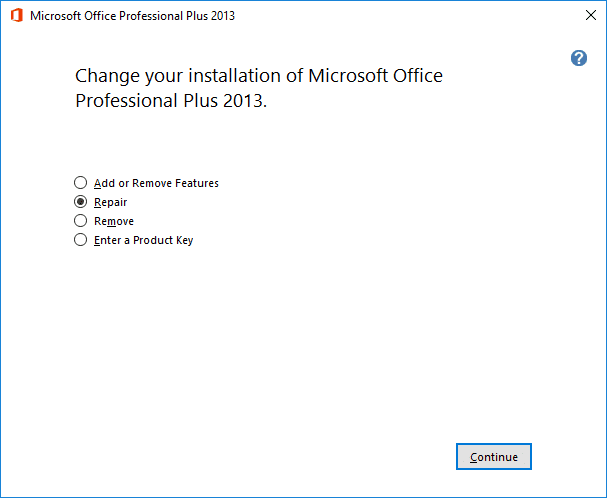 Scegli l'opzione di riparazione per risolvere il problema che Microsoft Word ha smesso di funzionare