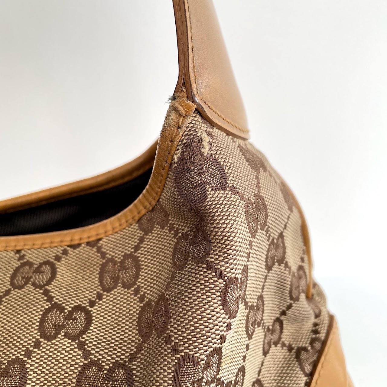 Vintage Gucci Monogram Tan Hobo Bag