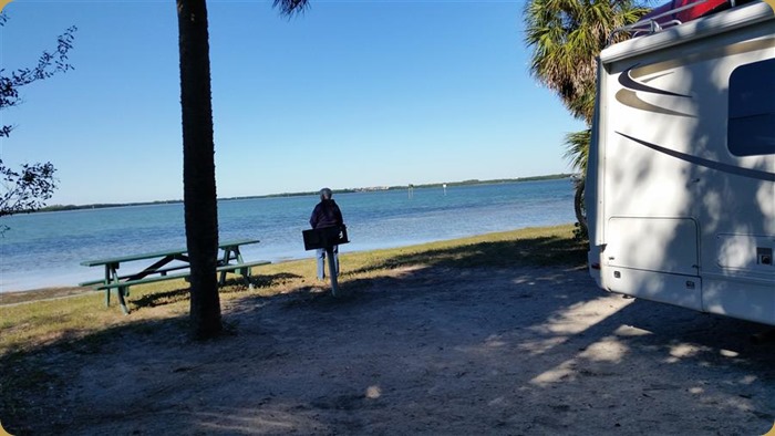 Peggy Checking Campsite View