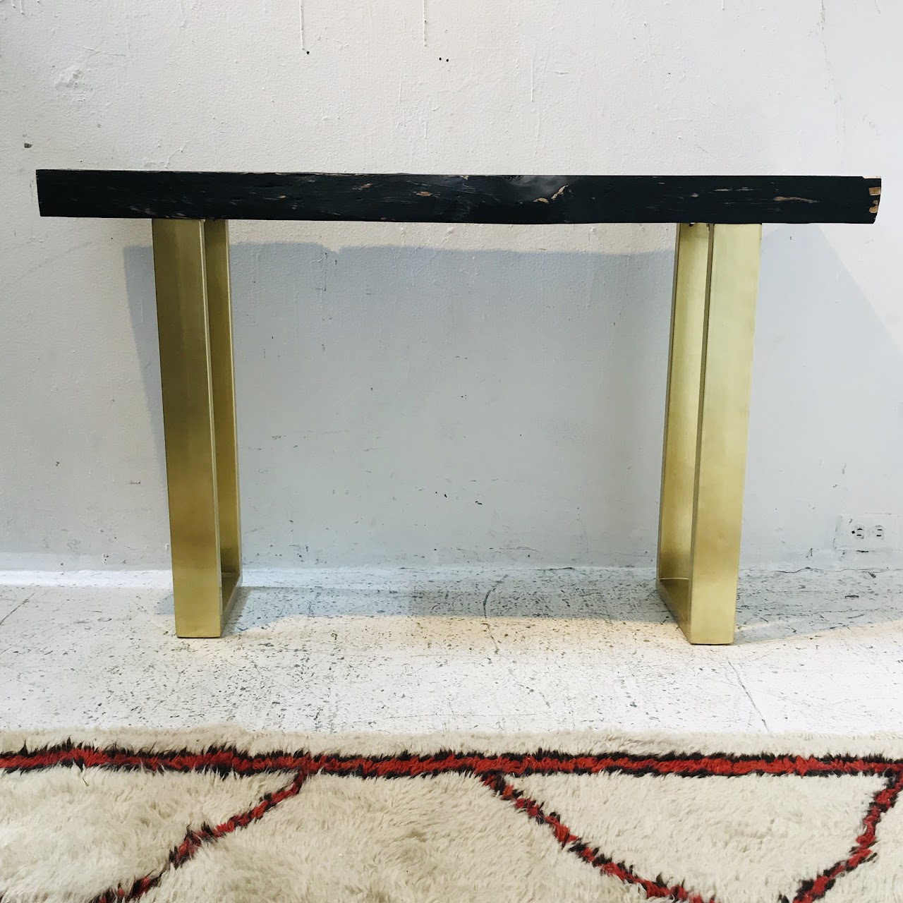 Live Edge and Cast Metal Console Table