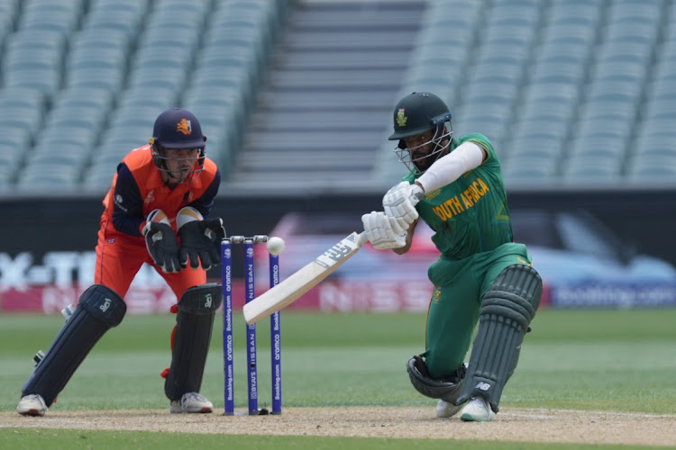 Temba Bavuma of Proteas plays a shot during the 2022 ICC Men's T20 World Cup match between South Africa and Netherlands at Adelaide Oval in Adelaide, Australia, November 6 2022. Picture: ISURU SAMEERA/GALLO IMAGES