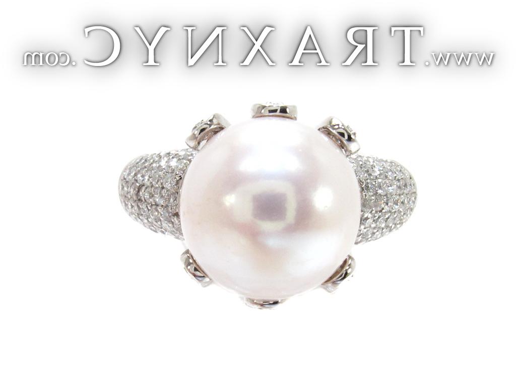 Ladies Diamond Pearl Ring