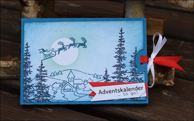 Adventskalender to go Stampin Up Santa Sleigh Rudolph Winter Scene Dorf Weihnachten 02