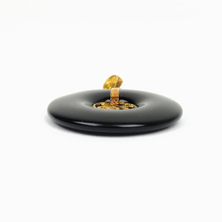 14K Gold & Black Stone Pendant