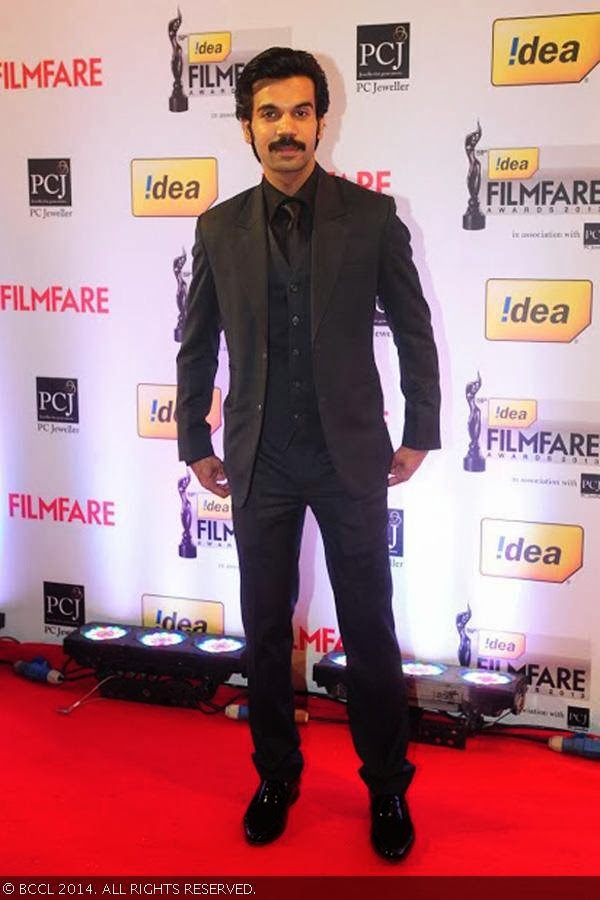 Raj Kumar Yadav walks the red carpet at the 59th Idea Filmfare Awards 2013, held at the Yash Raj Studios in Mumbai, on January 24, 2014.