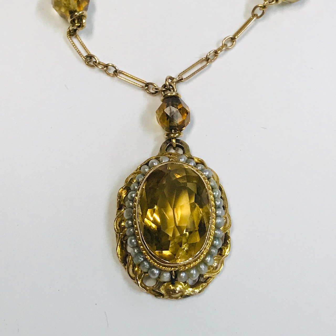 14K Gold and Citrine Pendant Necklace