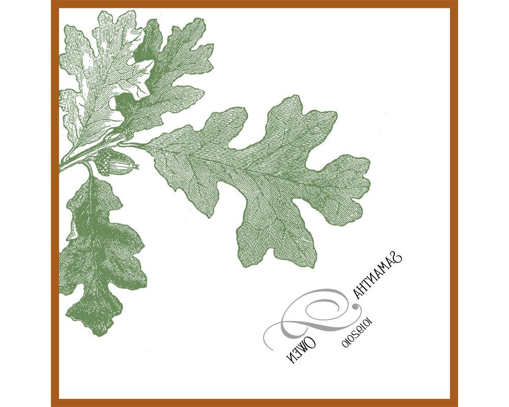 Oak leaves personalized wedding handkerchief. From ArtfulBeginnings