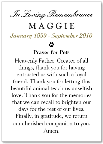 Black Oval Photo Frame with Prayer for Pets on Back