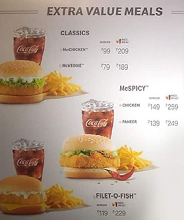 McDonald's menu 